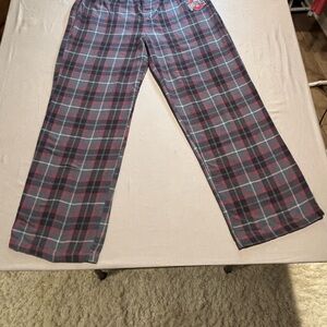 Ohio State Buckeyes Pajama Pants Mens Large Red Grey Plaid Varsity Sleepwear OSU